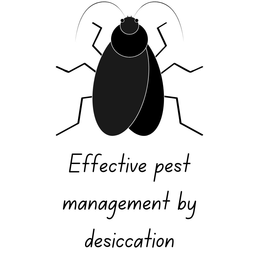 image of a silhouette of a cockroach with text stating effective pest management by desiccation