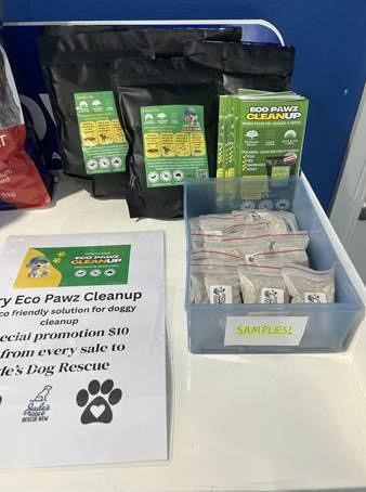 Galston Veterinary Clinic promoting Eco Pawz CleanUp® 500 mL pouches, with part of proceeds supporting Jade’s Dog Rescue. Free samples available. Natural, absorbent pet hygiene for dogs, keeping homes fresh and odours under control. #EcoPawzCleanUp #500mLPouches #DogFundraising #DogRescue #DogCharity #VetsSupportingDogs #PetStockists #CommunitySupport #PetOdourControl #AbsorbentPowder #AustralianMade #SustainableMining #EcoFriendly #DogHygiene #FreeSamples #EasyHygiene #DogOwners #DogCarers