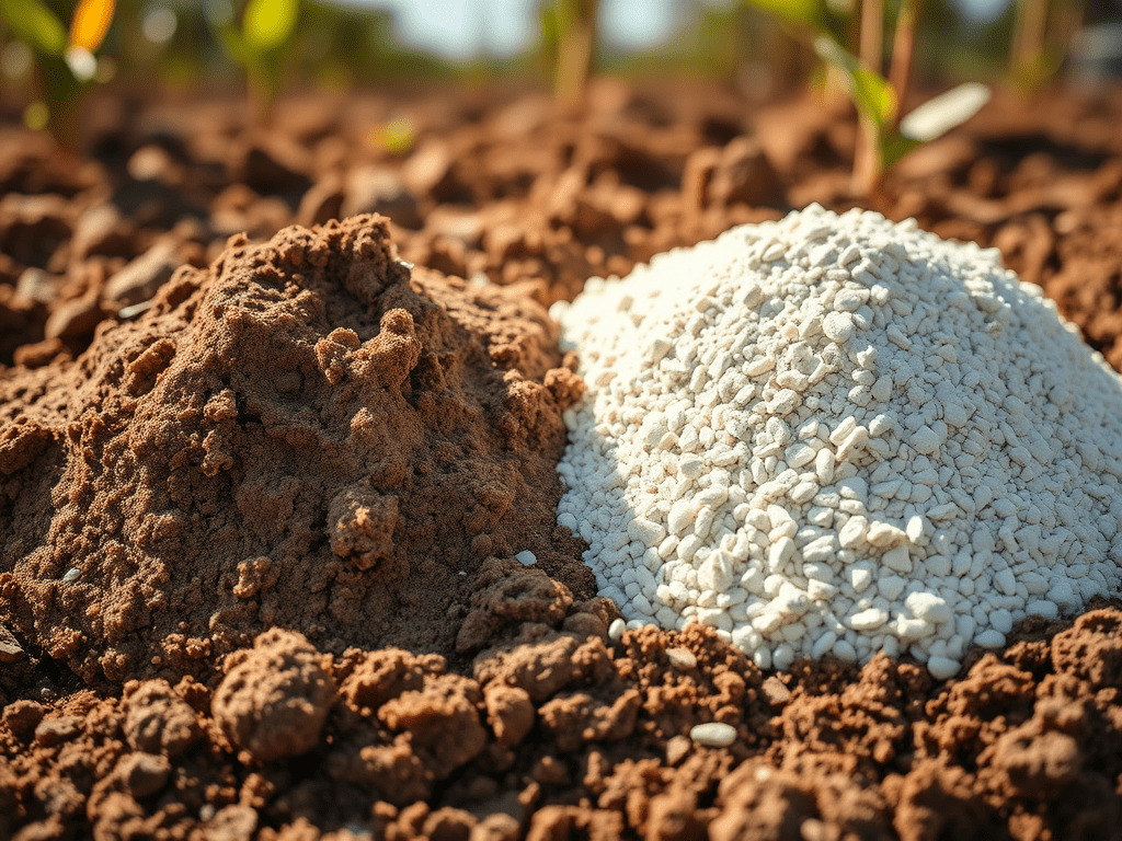 Attapulgite clay and diatomaceous earth being applied to Australian soil to improve moisture retention, nutrient availability, and soil structure for agriculture, horticulture, turf, and poultry odour control
